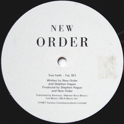 New Order – True Faith (12" Vinyl, Factory Records, 1987) – EX / EX
