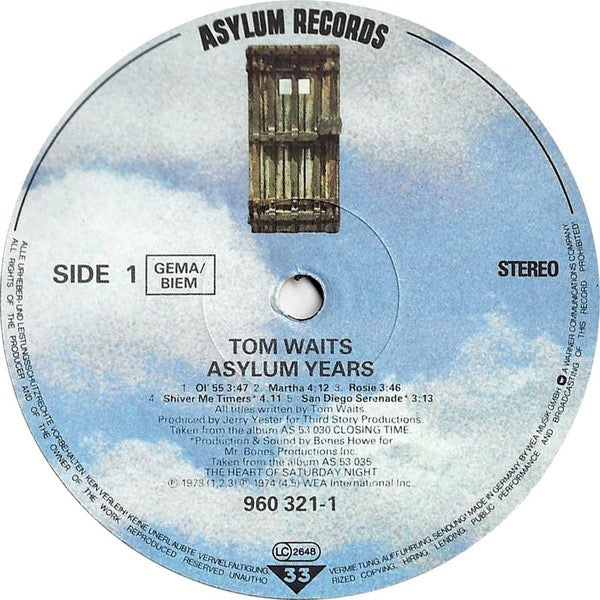 Tom Waits – The Asylum Years (2× Vinyl LP, WEA Records, 1984) – VG+ / EX