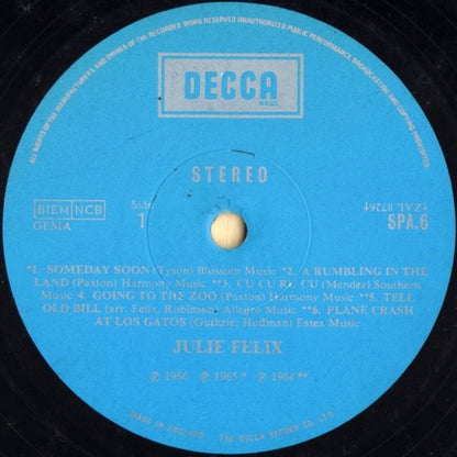 Julie Felix – The World of Julie Felix (Vinyl LP, Decca, 1969) – EX / NM