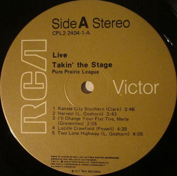 Pure Prairie League – Live! Takin’ the Stage (2× Vinyl LP, RCA, 1977) – EX / NM