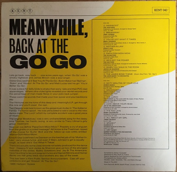 Various Artists - Meanwhile Back at the Go-Go (Vinyl LP, Kent 1985) - EX /EX