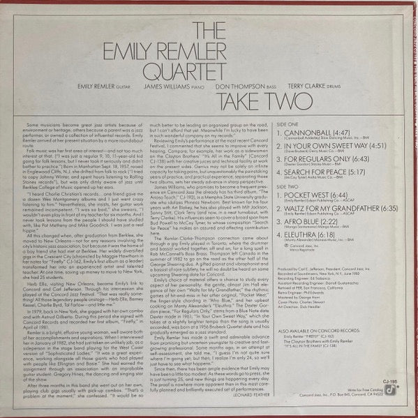 Emily Remler Quartet - Take Two (Concord, Vinyl LP) - EX / EX