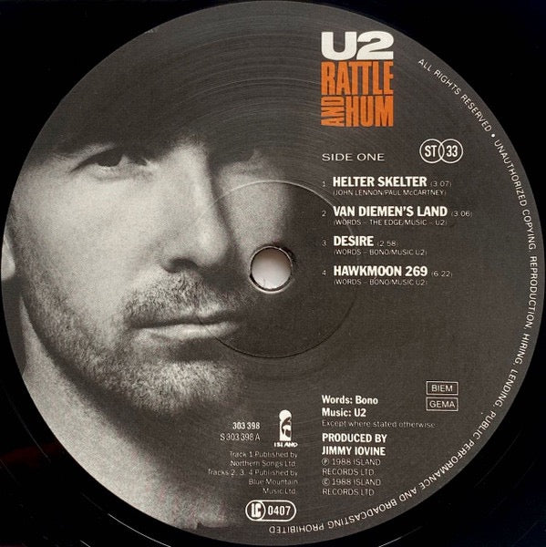 U2 – Rattle and Hum (2× Vinyl LP, Island Records, 1988) – EX / EX