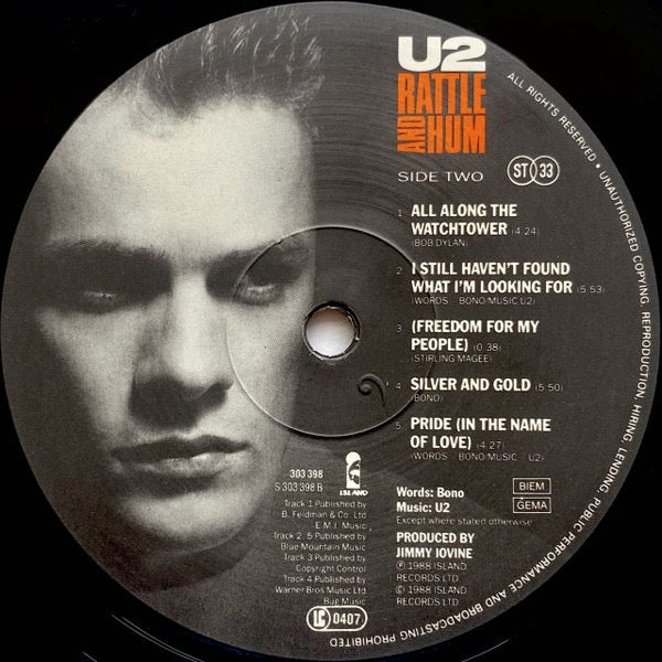 U2 – Rattle and Hum (2× Vinyl LP, Island Records, 1988) – EX / EX