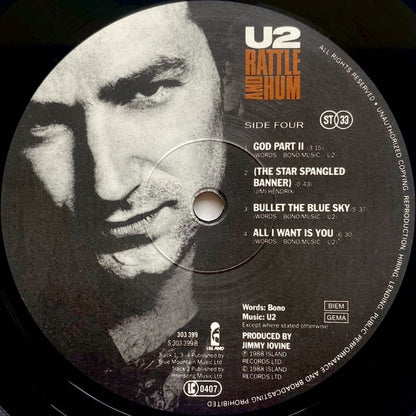 U2 – Rattle and Hum (2× Vinyl LP, Island Records, 1988) – EX / EX
