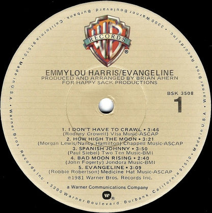 Emmylou Harris - Evangeline (Vinyl LP, Warner, 1981) - EX / EX