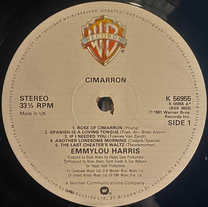 Emmylou Harris - Cimarron (Vinyl LP, Warner, 1981) - EX / EX