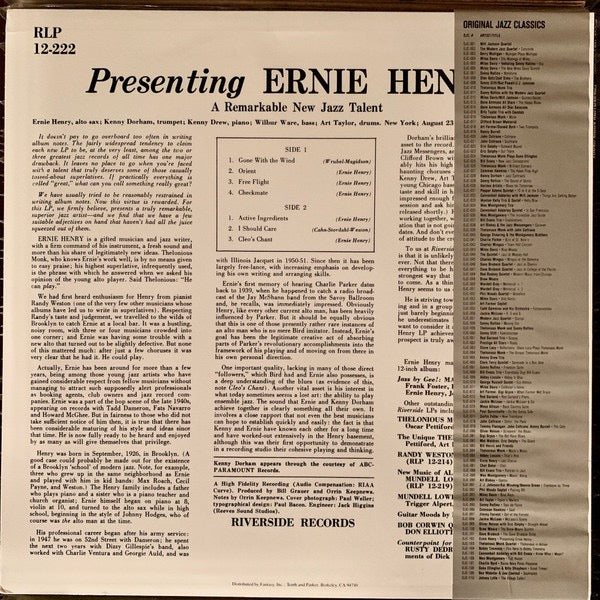 Ernie Henry - Presenting (Vinyl LP, Riverside OJC, 1984) - Near Mint