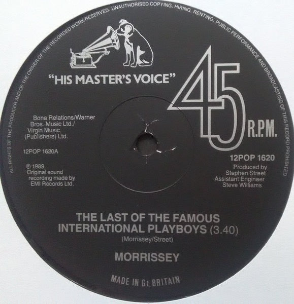 Morrissey – The Last of the International Playboys (12", EMI Records, 1989) – EX / EX