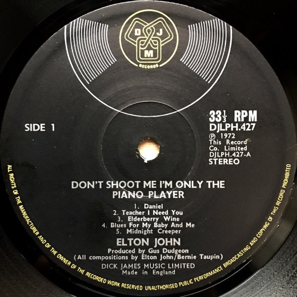 Elton John – Don’t Shoot Me I’m Only the Piano Player (Vinyl LP, Strawberry Studios, Reissue) – EX / EX