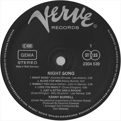 Kenny Burrell - Night Song (Vinyl LP, Verve) - Near Mint