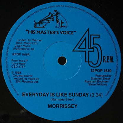 Morrissey – Everyday Is Like Sunday (12", HMV, 1988) – EX / EX