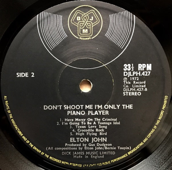 Elton John – Don’t Shoot Me I’m Only the Piano Player (Vinyl LP, Strawberry Studios, Reissue) – EX / EX