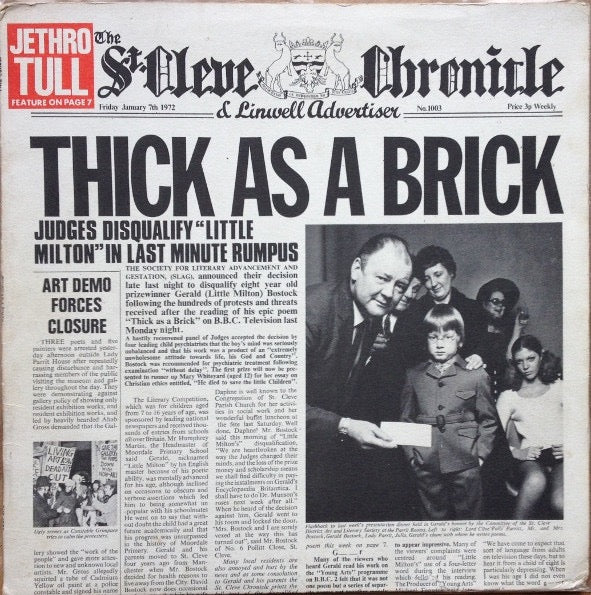 Jethro Tull – Thick as a Brick (Vinyl LP, Chrysalis, 1973) – VG+ / EX