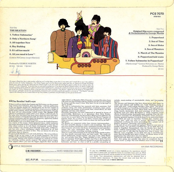 The Beatles – Yellow Submarine (Vinyl LP, Apple Records, 1969) – VG+ / EX