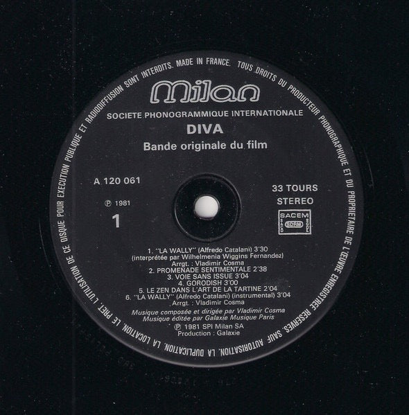 DIVA ost Vladimir Cosma LP 1981 EX/EX