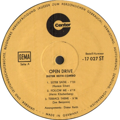 Dieter Reith – Open Drive (Vinyl LP, Center Records, 1968) – EX / EX