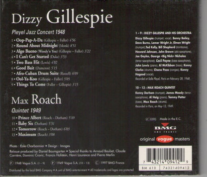 Dizzy Gillespie – Pleyel Jazz Concert 1948 / Max Roach Quintet 1949 (CD, Original Vogue Masters, BMG, 1997) – Mint / Sealed