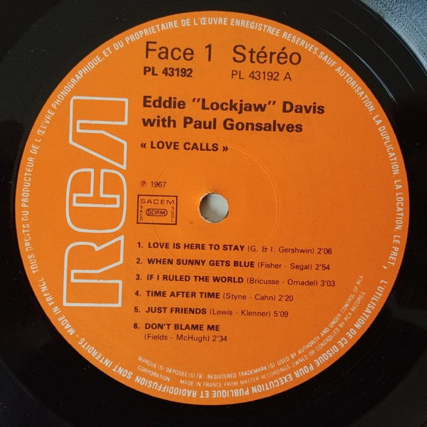 Eddie Davis, with Paul Gonslaves - Love Calls (Vinyl LP, RCA Masters) - Near Mint