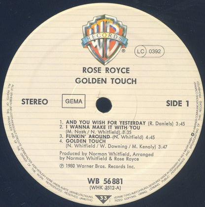 Rose Royce – Golden Touch (Vinyl LP, Whitfield Records, 1980) – EX / EX
