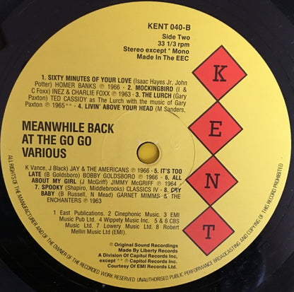 Various Artists - Meanwhile Back at the Go-Go (Vinyl LP, Kent 1985) - EX /EX