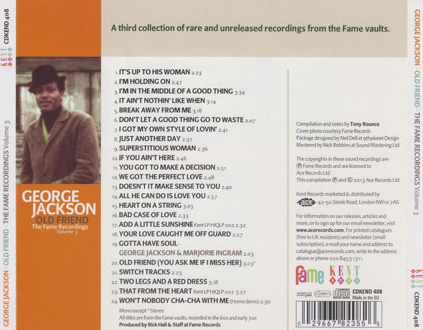 George Jackson – Old Friend: The Fame Recordings Vol. 3 (CD, Fame Vaults, 2013) – Mint (Unsealed)