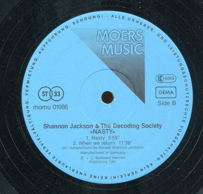 Shannon Jackson & The Decoding Society – Nasty (Vinyl LP, Moers Music, 1981) –