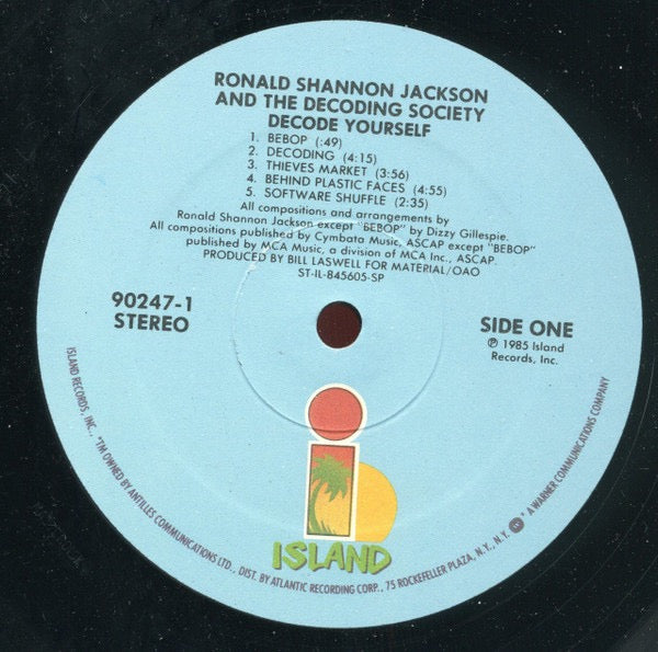 Ronald Shannon Jackson & The Decoding Society – Decode Yourself (Vinyl LP, Island Records Inc, 1985) – EX / EX