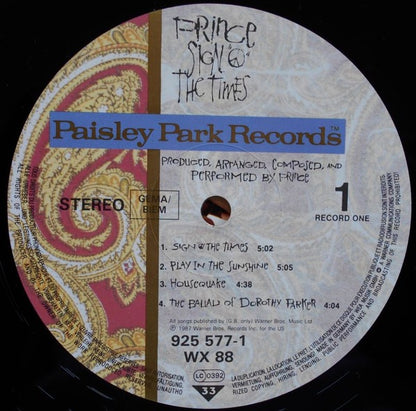 Prince – Sign o’ the Times (2× Vinyl LP, Paisley Park / Warner Bros. Records, 1987) – EX / EX