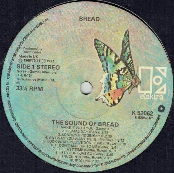 Bread - The Sound of Bread (Vinyl LP, Elektra 1977) - Ex / Ex