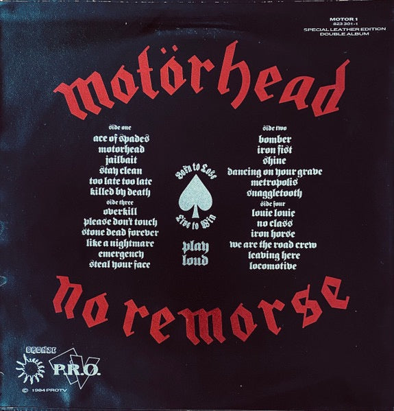 Motorhead No Remorse 2-LP Special 1st Leather Edition EX/EX