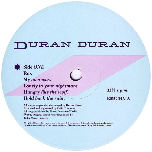 Duran Duran – Rio (Vinyl LP, Tritec Music Ltd., 1982) – EX / EX