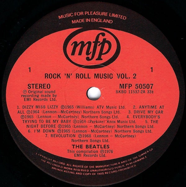 The Beatles - Rock 'N' Roll Music Vol 2 (Vinyl LP, Music For Pleasure 1976), Ex / Ex