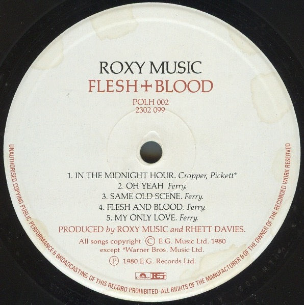 Roxy Music - Flesh and Blood (Vinyl LP, E. G. 1980) - EX / EX