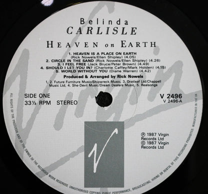 Belinda Carlisle – Heaven on Earth (Vinyl LP, Virgin Records, 1987) – EX / EX