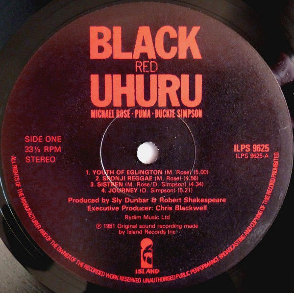 Black Uhuru – Red (Vinyl LP, Island Records, 1981) – EX / EX