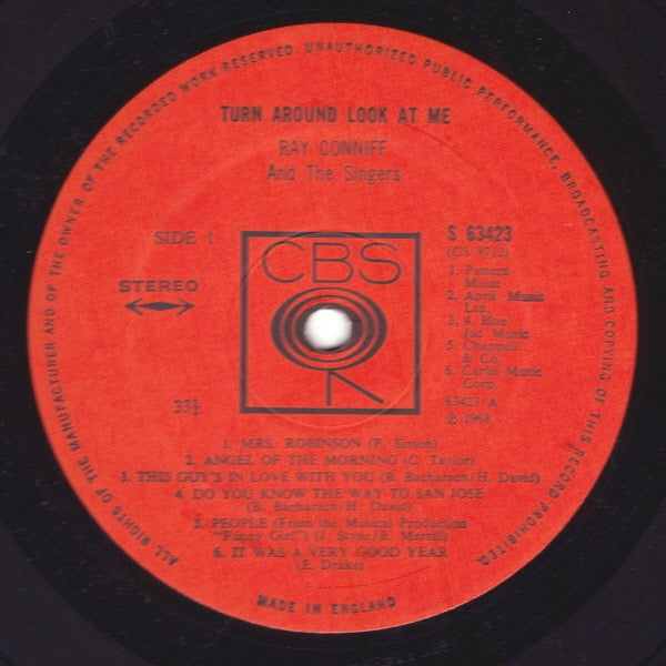 Ray Conniff and the Singers - Turn Around Look At Me (Vinyl LP, CBS 1968) - Ex / Ex