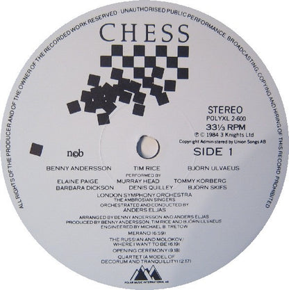 Benny Andersson, Björn Ulvaeus and Tim Rice - Chess  (Vinyl 2 LPs, RCA 1984) - Ex / Ex