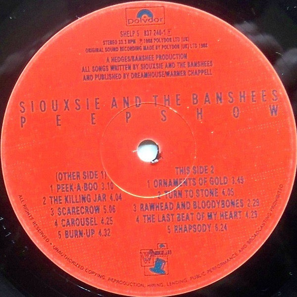 Siouxsie and the Banshees – Peepshow (Vinyl LP, Polydor, 1988) – EX / EX