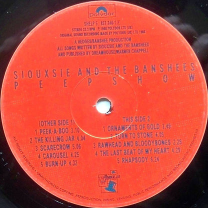 Siouxsie and the Banshees – Peepshow (Vinyl LP, Polydor, 1988) – EX / EX