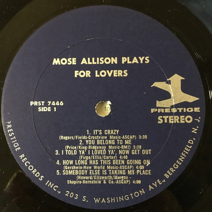 Mose Allison - Plays for Lovers (Vinyl LP, Prestige, 1966) - EX / EX