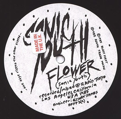 Sonic Youth – Flower / Halloween (12" Vinyl Single, Blast First / Rough Trade, 1986) – EX / EX