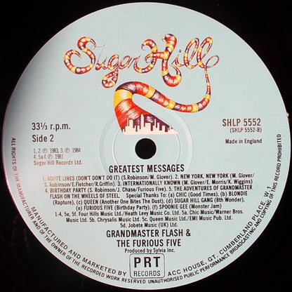 Grandmaster Flash and the Furious Five – Greatest Messages (Vinyl LP, Sugar Hill Records, 1984) – EX / EX