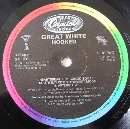 Great White – Hooked (Vinyl LP, Capitol Records, 1991) – Near Mint