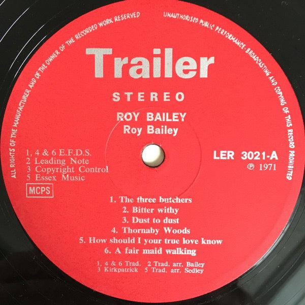 Roy Bailey – Roy Bailey (Vinyl LP, Trailer, 1971) – EX / EX