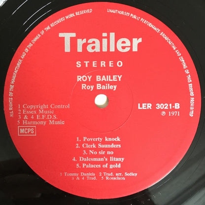 Roy Bailey – Roy Bailey (Vinyl LP, Trailer, 1971) – EX / EX