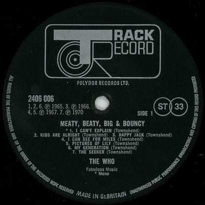 The Who – Meaty Beaty Big and Bouncy (Vinyl LP, Track Records) – EX / EX