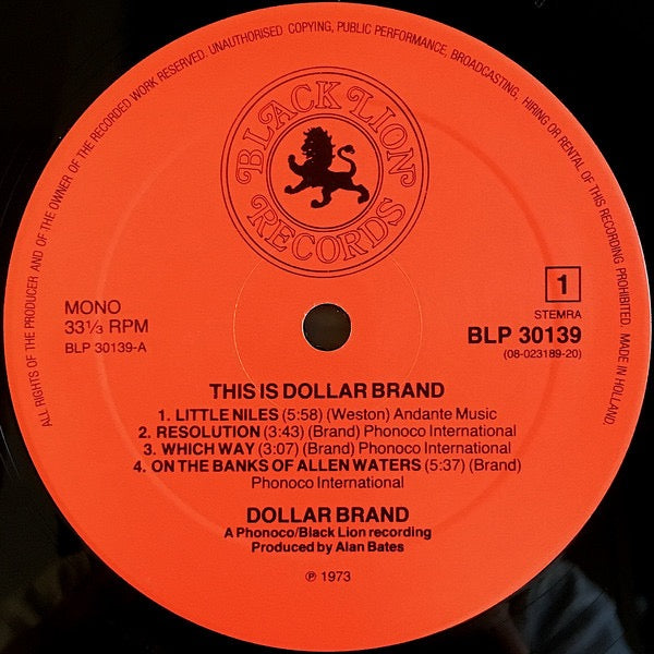 Dollar Brand – This Is Dollar Brand: American Jazz Classics (Vinyl LP, Black Lion Records, Reissue) – EX / EX
