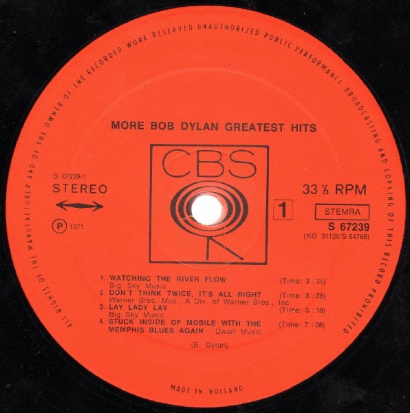 Bob Dylan – More Greatest Hits (2× Vinyl LP, CBS Inc., Reissue) – EX / EX
