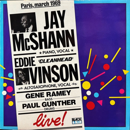 Jay McShann and Eddie “Cleanhead” Vinson – Live in France (Vinyl LP, Black and Blue, 1984) – EX / EX